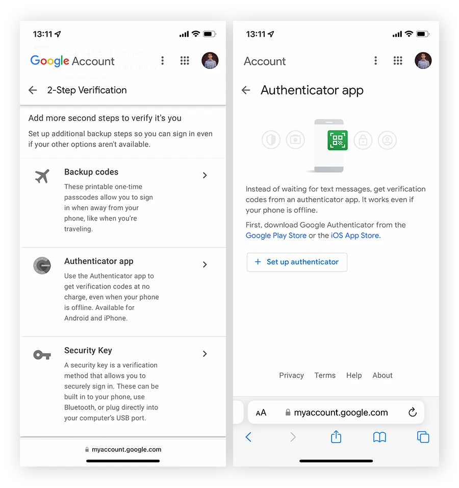 在 iOS 上使用 Google Authenticator 设置 Google 账户的
2FA
