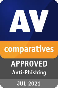 AV Comparatives 在 2021 年颁发给 Avast的防钓鱼证书。
